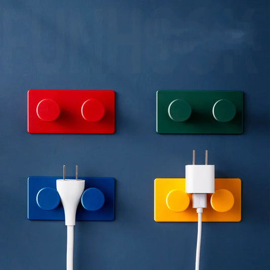 4Pcs DIY Multifunctional Wall Type Seamless Plug Power Cord Storage Hook Sticky Hook Fixing Frame Home Storage Accessories