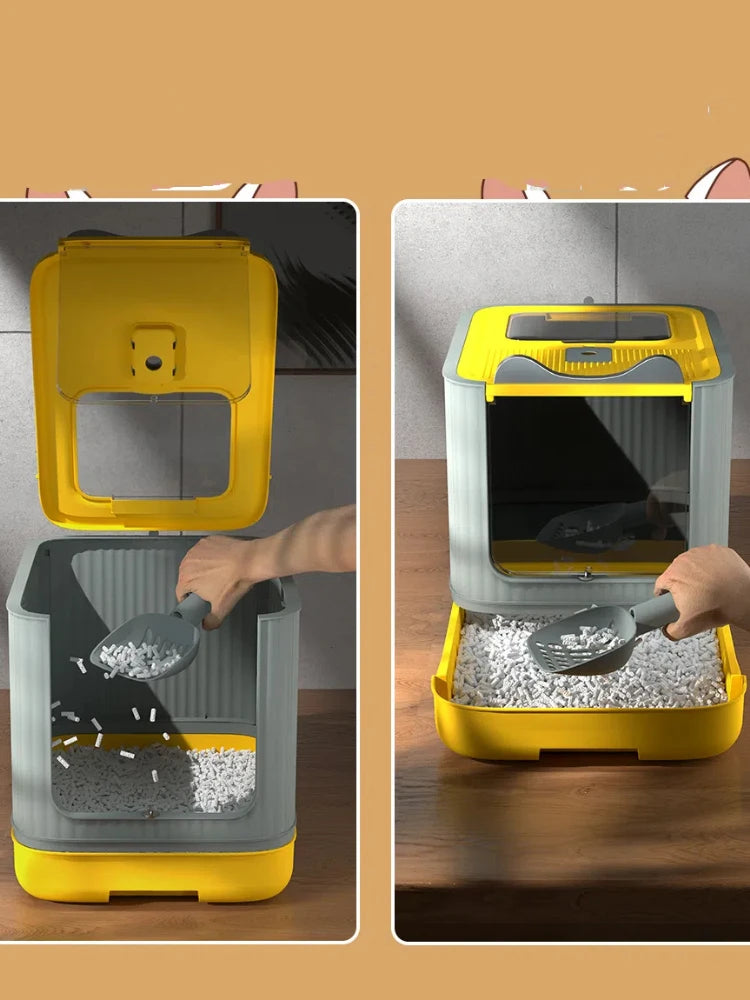 Pet UV Lights Top Drawer Litter Pan Fully Enclosed with In/out Door Control Disinfecting and Deodorizing For Cat Cat Litter Box