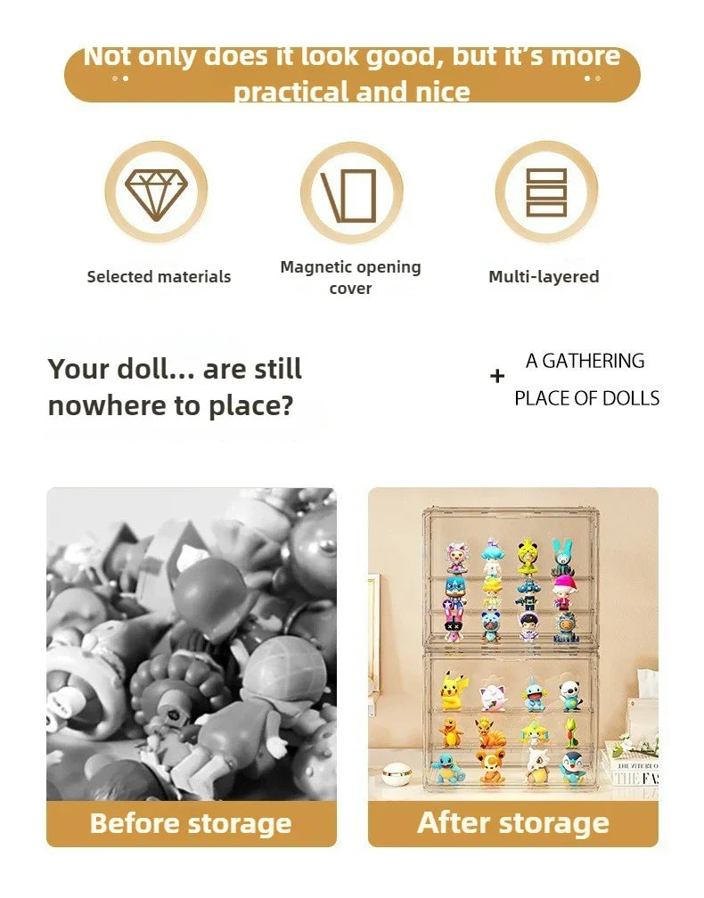 3PC/6PC/10PC Blind Box Storage Display Rack Le Master Office Rack Transparent Cabinet Acrylic Bubble Mart Doll Display Box