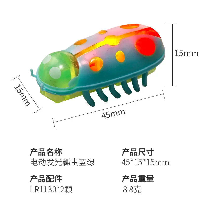 Pet Cat Toys Interactive Mini Electric Glowing Bug Toy Cats Escape Obstacle Automatic Flip Toy Battery Operated Vibration Beetle