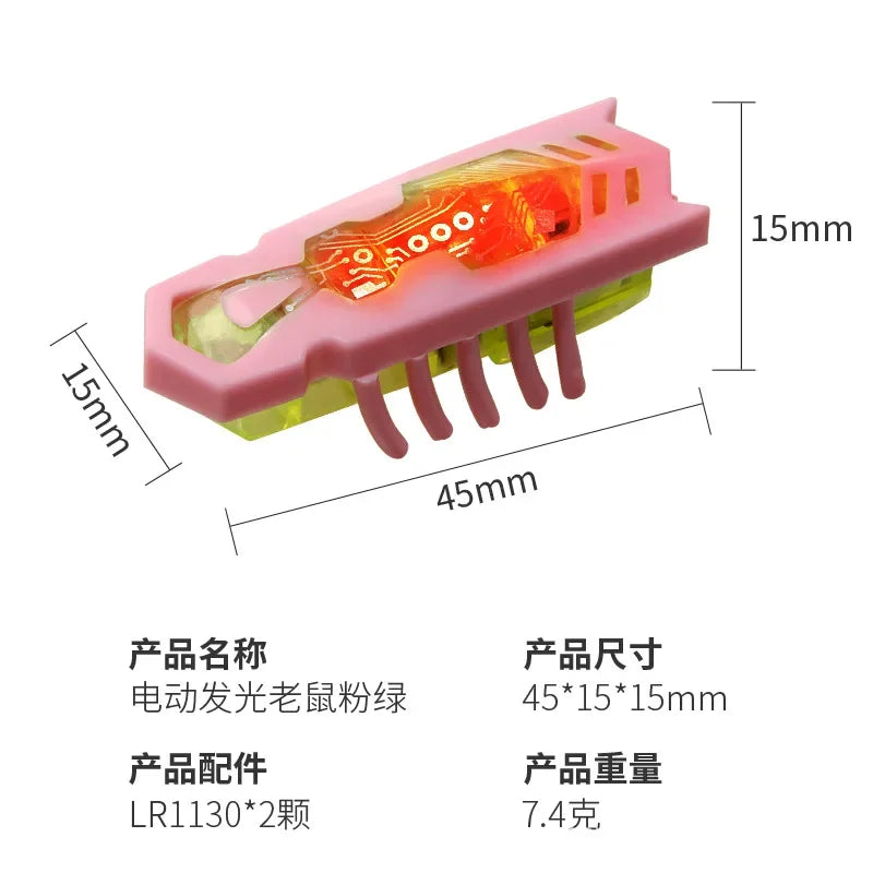 Pet Cat Toys Interactive Mini Electric Glowing Bug Toy Cats Escape Obstacle Automatic Flip Toy Battery Operated Vibration Beetle