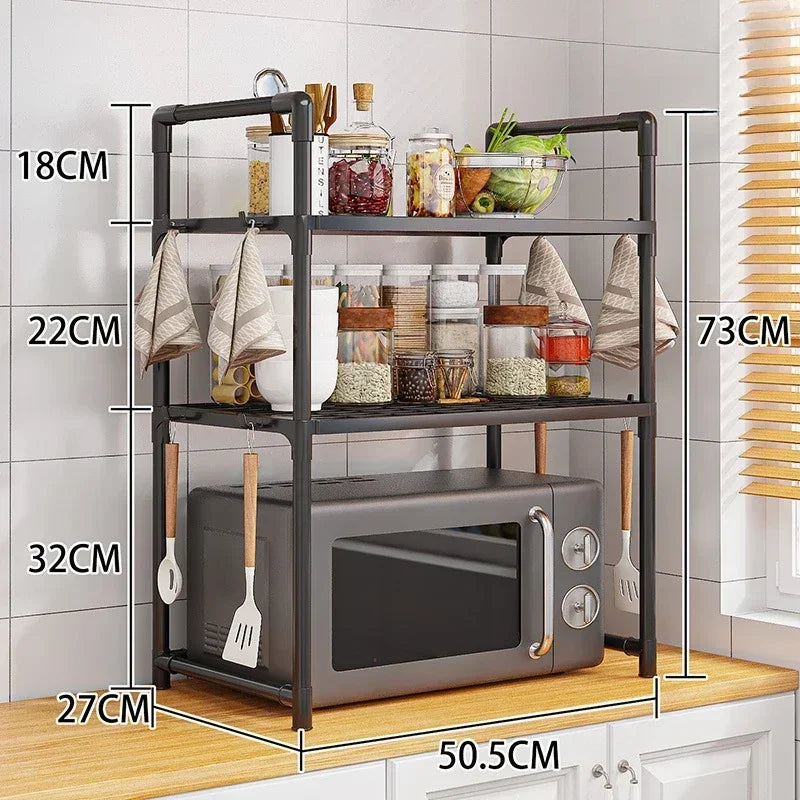 Kitchen Microwave Storage Rack Elevated Design Bilayer Countertop Shelf Organizer Oven Stand Modern Kitchen Accessories for Home