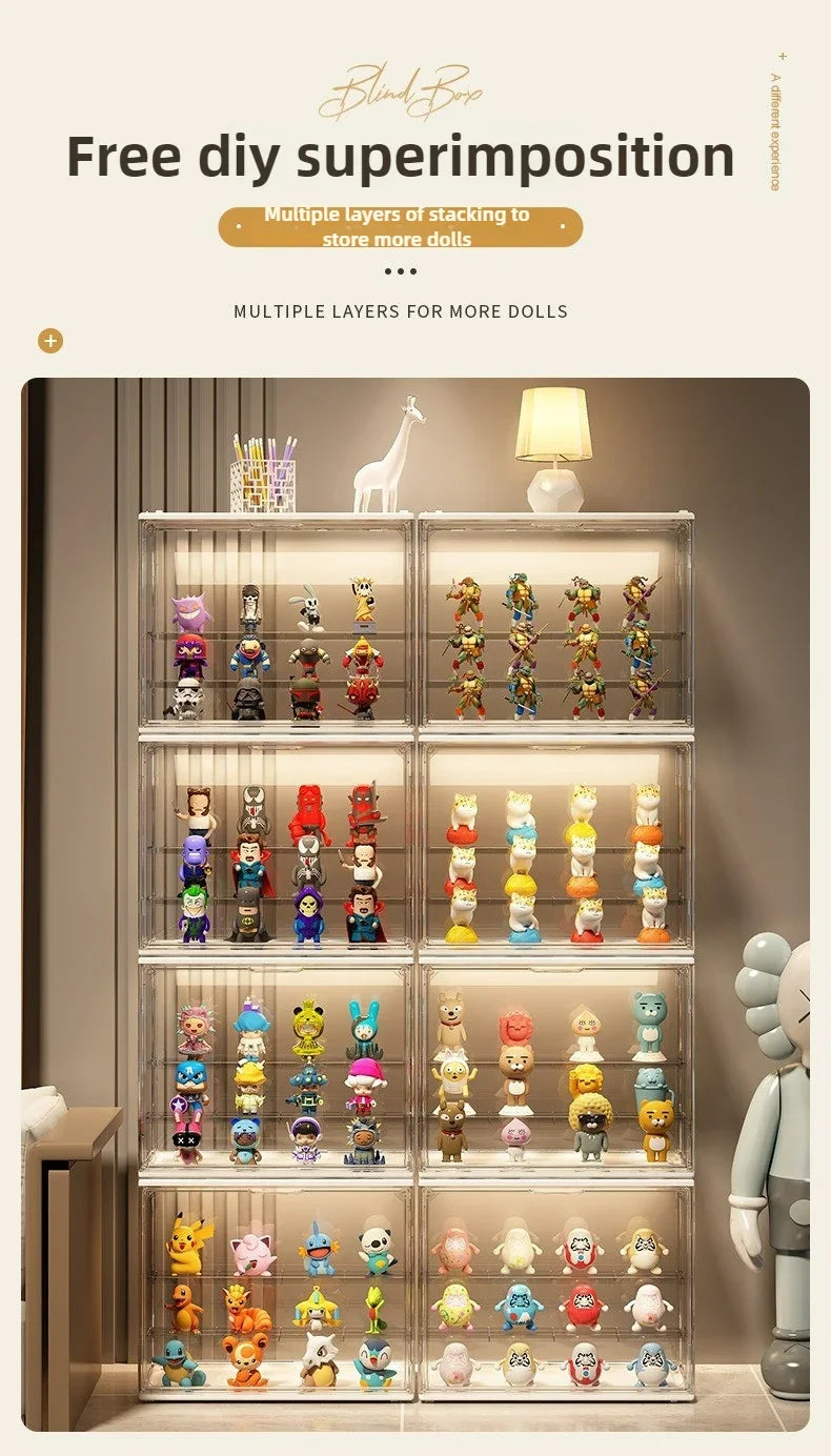 3PC/6PC/10PC Blind Box Storage Display Rack Le Master Office Rack Transparent Cabinet Acrylic Bubble Mart Doll Display Box